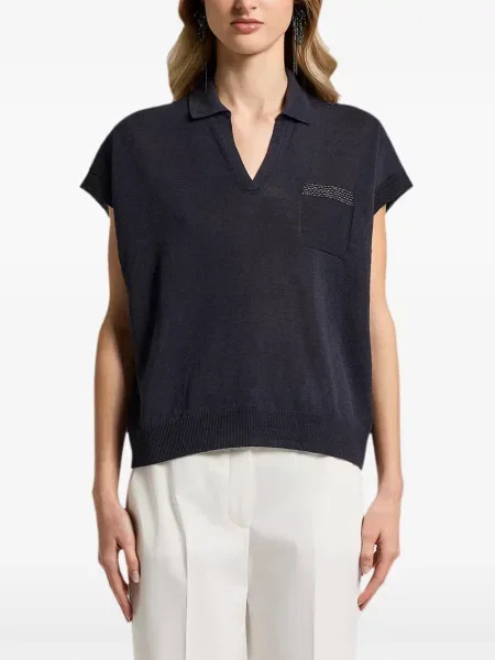 Pulover Peserico cu decolteu în V albastru