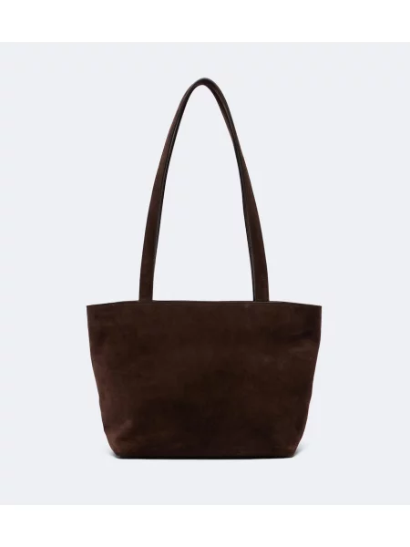 Geantă shopper The Row din piele de căprioară maro
