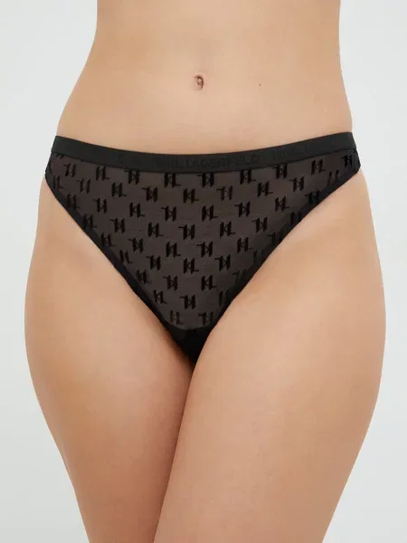 Tanga Karl Lagerfeld průhledné černá