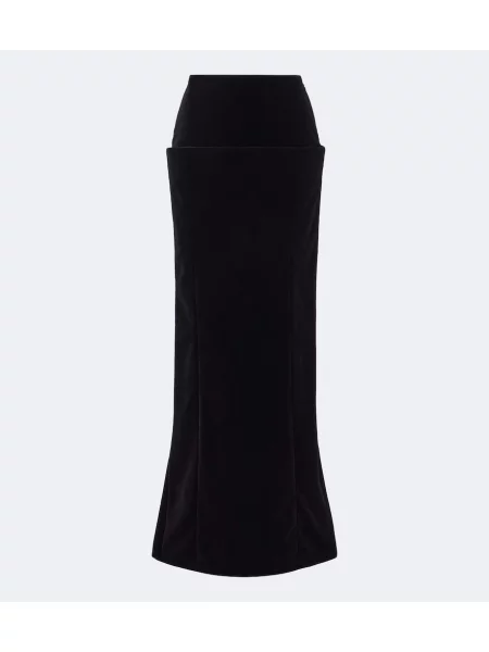Fusta maxi Alaïa de catifea negru