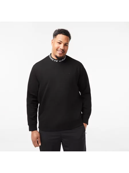 Lacoste Bluza Z Okrągłym Dekoltem Z Nadrukiem Classic Fit czarna