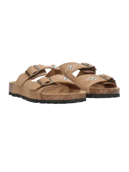Klapki Taji skórzane beżowe