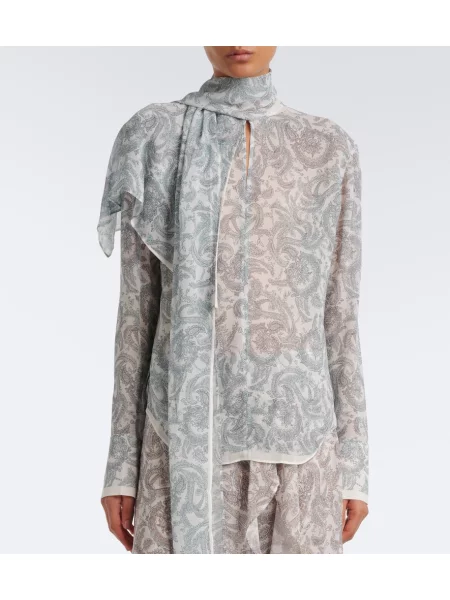 Bluză Acne Studios de mătase cu model paisley albastru