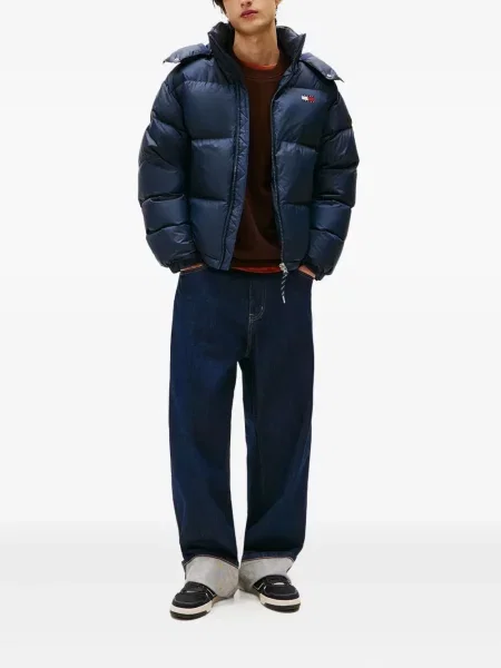 Geacă de blugi Tommy Jeans cu glugă albastru