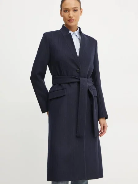 Karl Lagerfeld płaszcz wełniany granatowy przejściowy