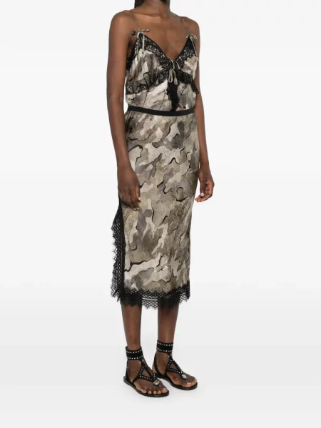 Spódnica midi Pinko z nadrukiem koronkowa w kamuflażu