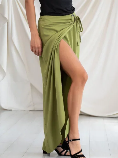 Спідниця міді RiMari салатовий віскоза/модал