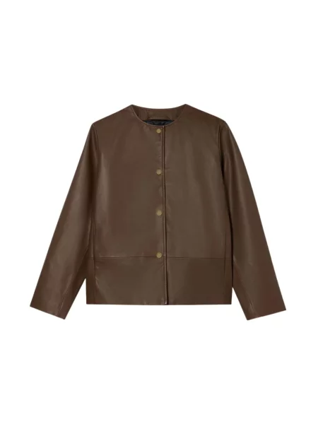 Kurtka skórzana Brooks Brothers brązowa
