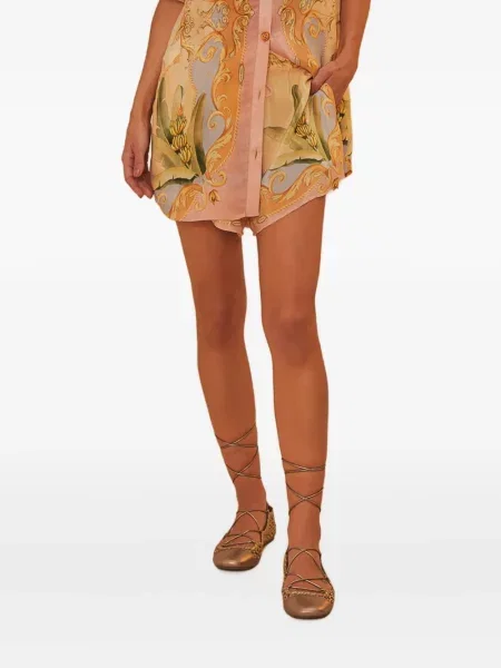 Pantaloni scurți Farm Rio cu imagine portocaliu