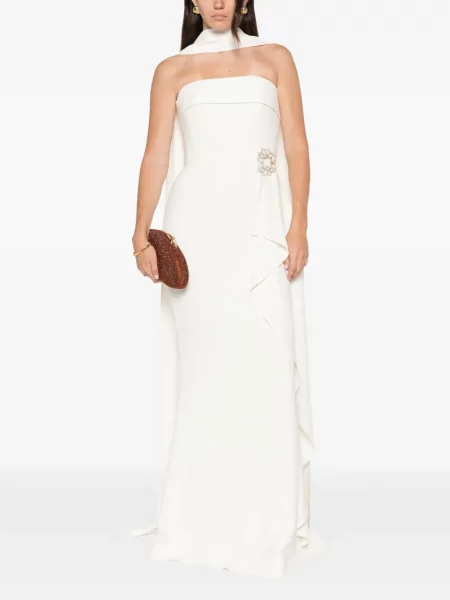Rochie maxi Elie Saab fără bretele alb