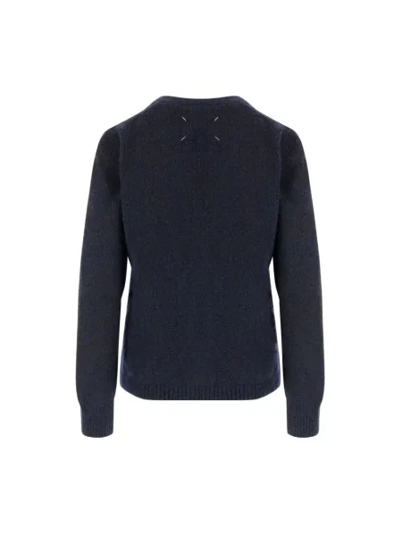 Sweter Maison Margiela z dekoltem w serek niebieski