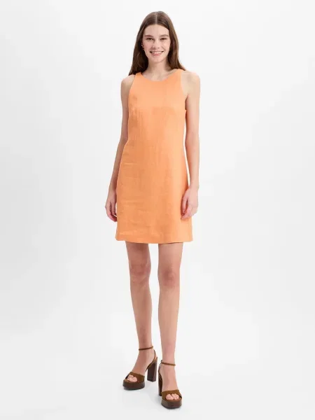 Ipuri Essentials Lniana sukienka Kobiety len jednolity 34 pomarańczowy