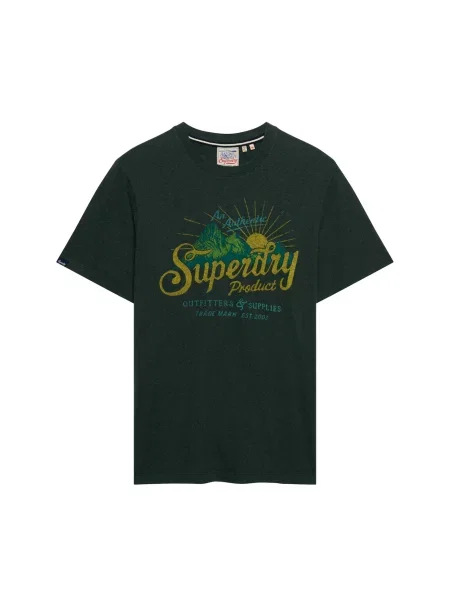 Superdry & Co Tricou OUTDOORS MOUNTAIN muștar / verde închis galben