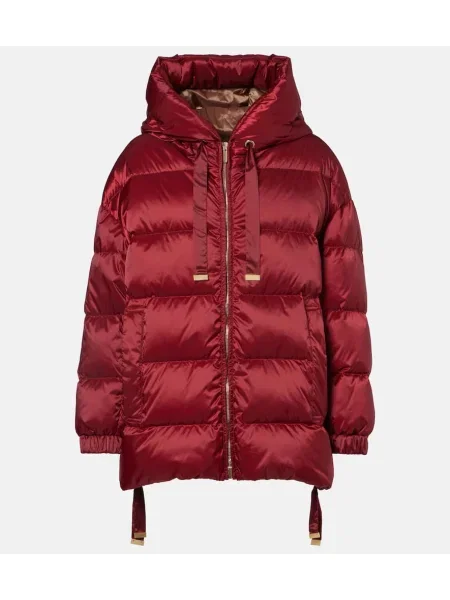 Geacă cu puf Max Mara cu glugă roșu