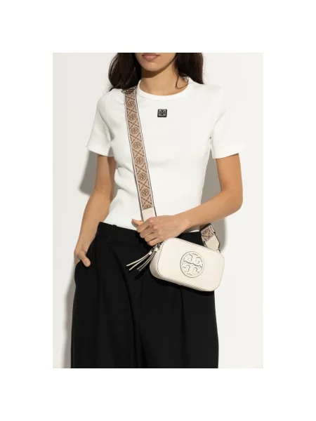 Torebka crossbody Tory Burch skórzana biznesowa beżowa