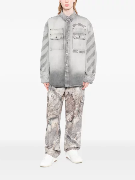 Geacă de blugi Off-white cu broderie alb