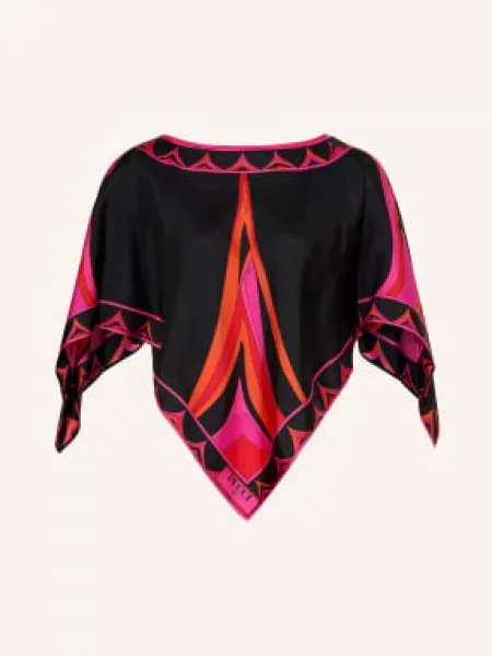 Pucci Jedwabna Bluzka Z Rękawami pink czarna