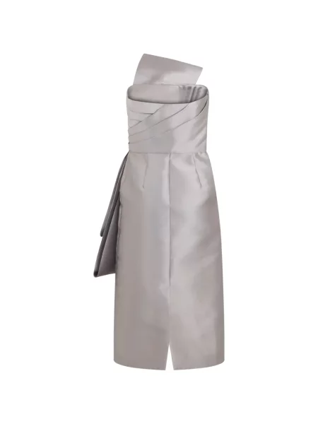 Rochie midi Alberta Ferretti cu funde drapată gri