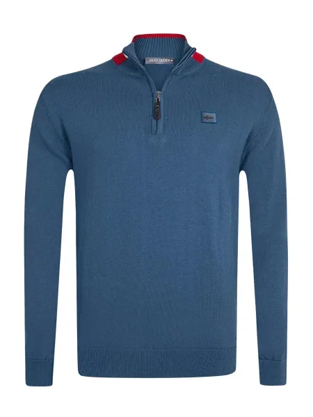 Jacey Quinn Pulover verde petrol / roși aprins alb