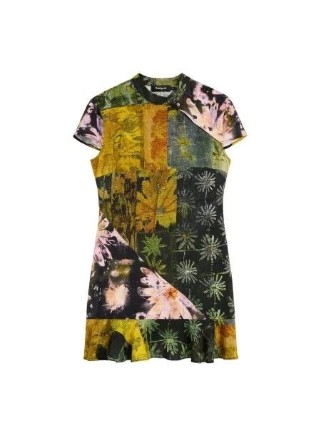 Desigual Rochie verde / oliv / roz pal negru