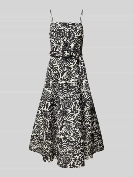 Sukienka koktajlowa o długości do kolan z paskiem Lauren Ralph Lauren czarna