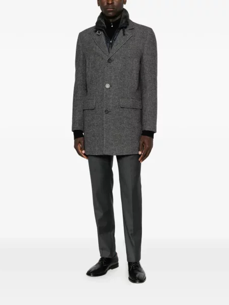 Palton Mabrun cu model herringbone gri