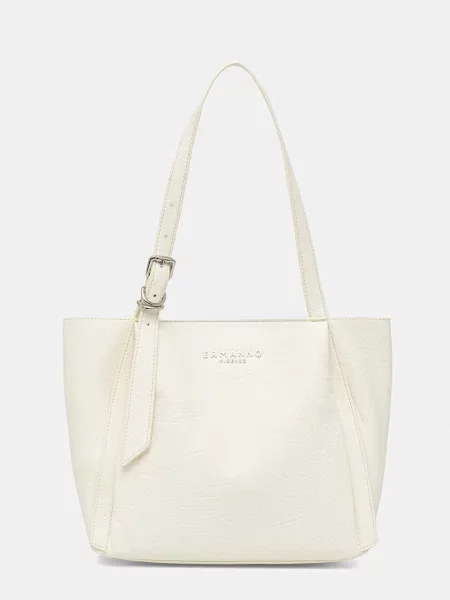 ERMANNO Firenze torebka shopper z imitacji skóry beżowa