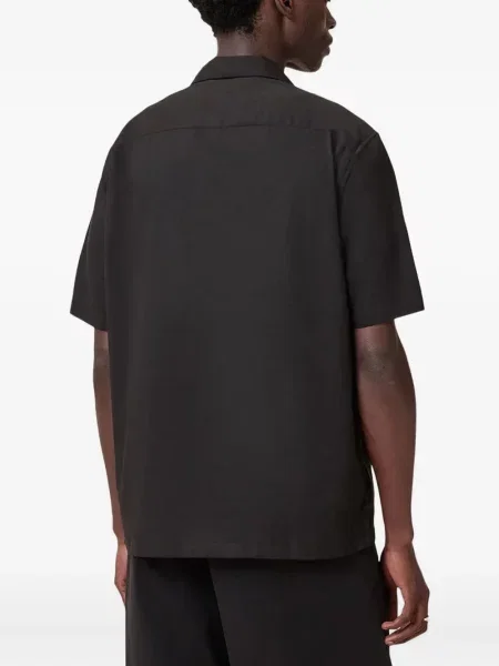 Cămașă Allsaints cu broderie scurtă negru