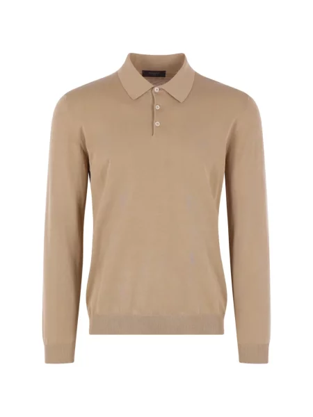 Lung tricou polo Zanone maro