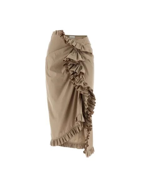 Spódnica midi Dries Van Noten do kolan beżowa