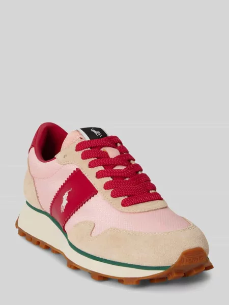 Sneakersy z mieszanki skóry model Polo Ralph Lauren różowe