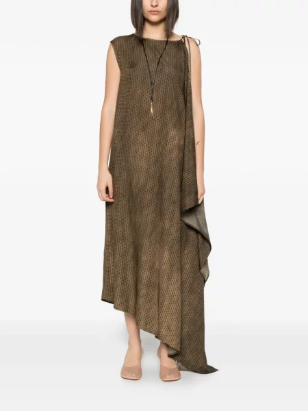 Rochie Uma Wang cu imagine cu imprimeu geometric asimetrică maro