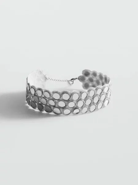 Naszyjnik choker z kryształkami srebrny Kobieta uniwersalny MANGO