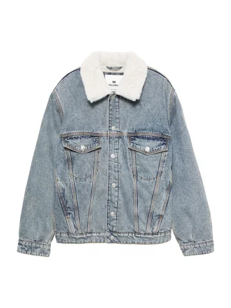 Pull&Bear Geacă de iarnă albastru denim alb