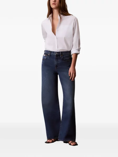 Blugi cu picior larg Calvin Klein albastru