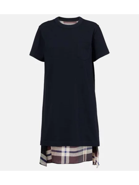 Rochie tip cămașă Sacai din jerseu de costum negru