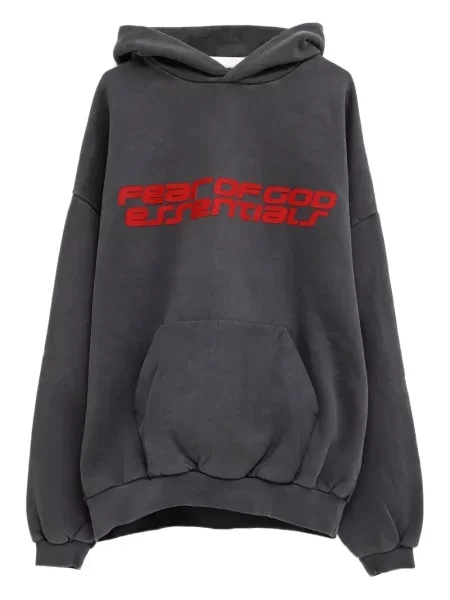 Hanorac cu glugă Fear Of God Essentials cu imagine gri