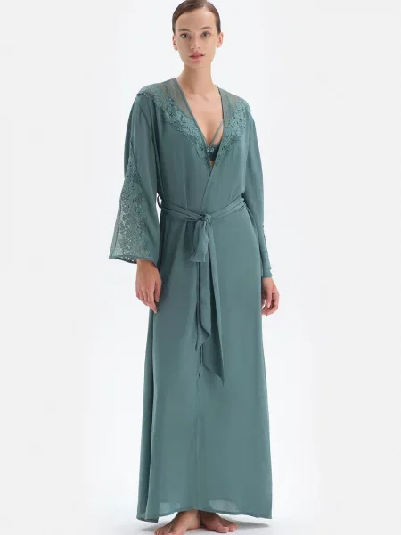Lung rochie Dagi din dantelă verde