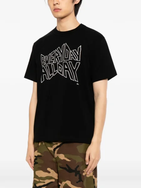 Tricou Sacai cu decolteu în U negru