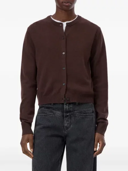 Cardigan Closed cu decolteu rotund maro