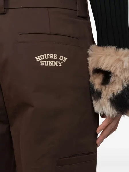 Pantaloni House Of Sunny cu broderie maro