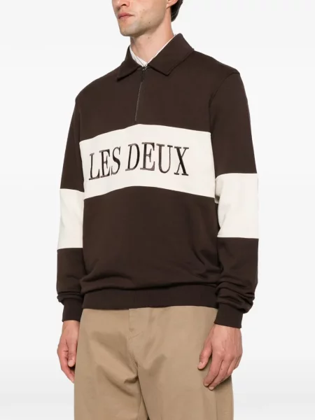 Pulover Les Deux cu autograf maro