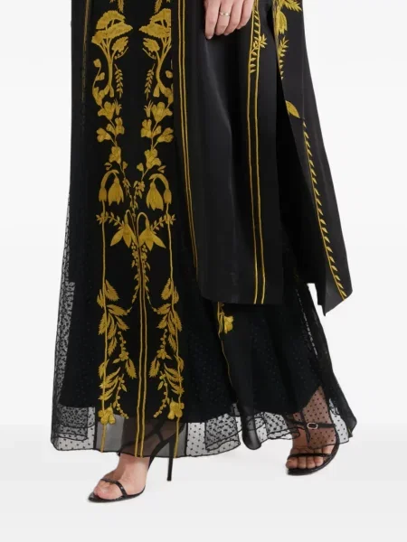 Palton Temperley London cu model floral negru