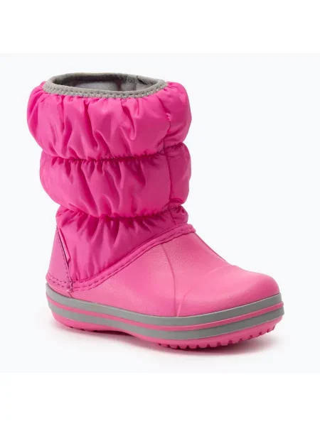Crocs Winter Puff Kids electric pink/light grey gyerek hótaposó. Méret: EU szürke