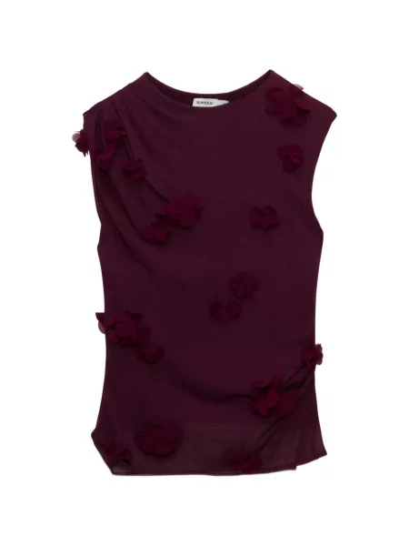 Top Simkhai cu model floral cu aplicații violet