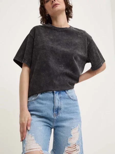 Džínové šortky Answear Lab hladké high waist modré