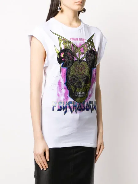 Tricou Philipp Plein cu imagine alb