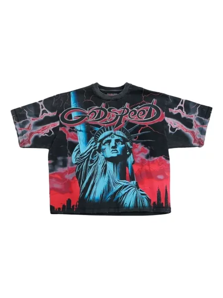 Tricou Godspeed cu imagine negru