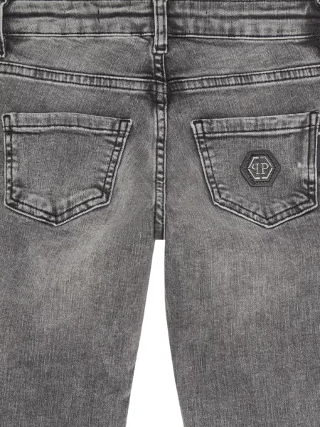 Jeansy straight leg dziecięce Philipp Plein szare