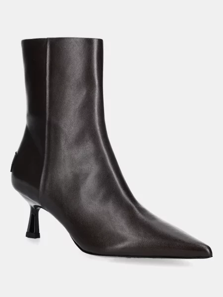 Кожени боти AllSaints Vivian Boot с тънък кафяво